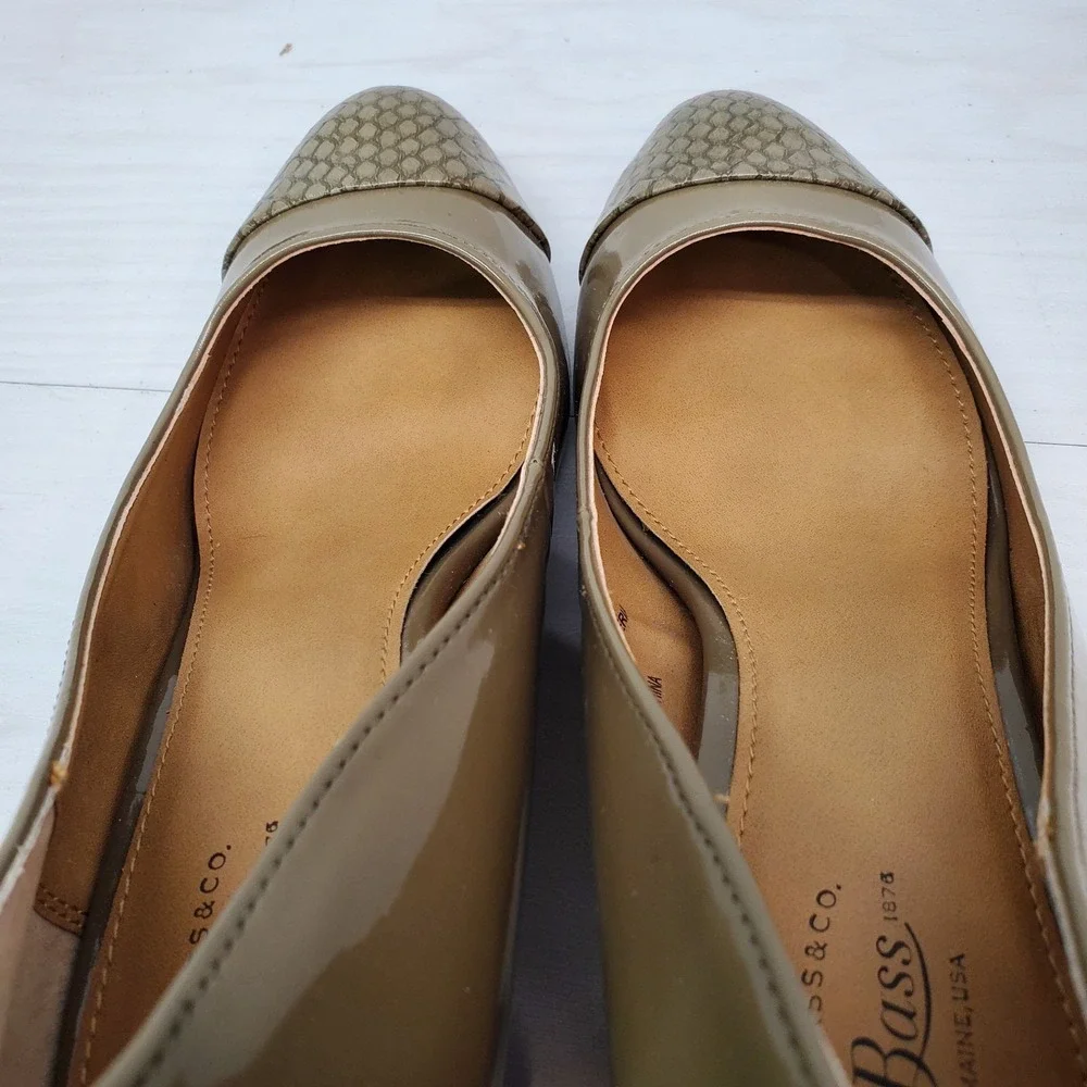 New G.H. Bass Pacey Nude Tan Faux Snakeskin Toe Heel Pumps 7M Grandma‎ Core